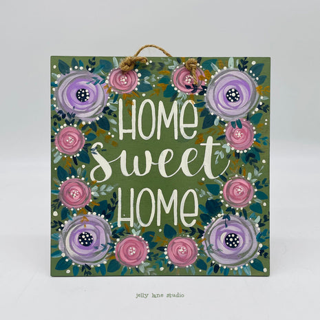 FLORAL WOOD PLAQUE- HOME SWEET HOME
