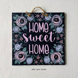 FLORAL WOOD PLAQUE- HOME SWEET HOME - view 1