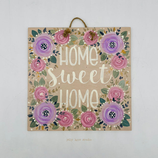 FLORAL WOOD PLAQUE- HOME SWEET HOME
