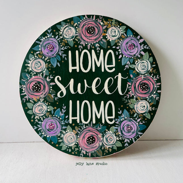 FLORAL WOOD SIGN- HOME SWEET HOME
