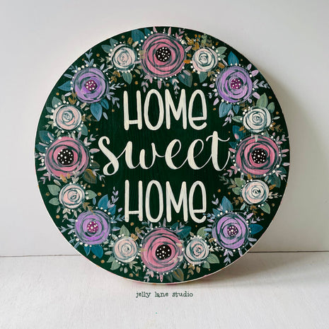 FLORAL WOOD SIGN- HOME SWEET HOME