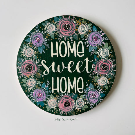 FLORAL WOOD SIGN- HOME SWEET HOME