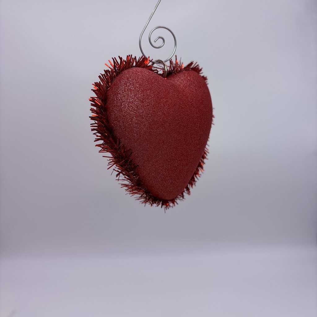 Red tinsel heart ornament