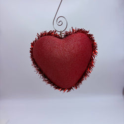 Red tinsel heart ornament - view 3