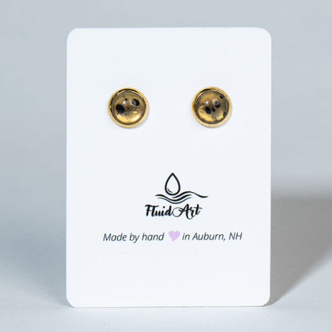 Petite Fluid Art Stud Earrings - gold & black on gold