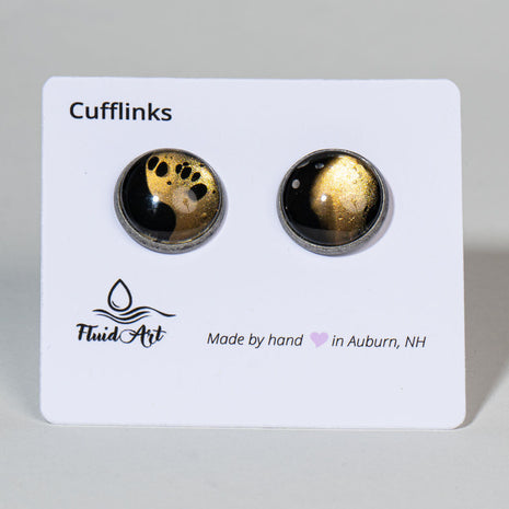 Cufflinks, Artisan Statement, Gold and Black on antique silver