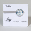 Tie Clip, Modern Statement, White cells surrounded by blue on silver