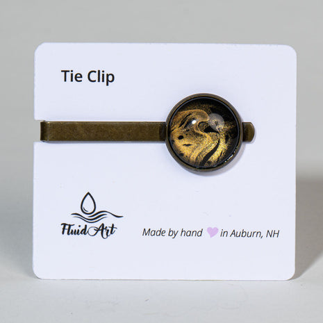 Tie Clip, Modern Statement, Gold swirls on black antique bronze metal