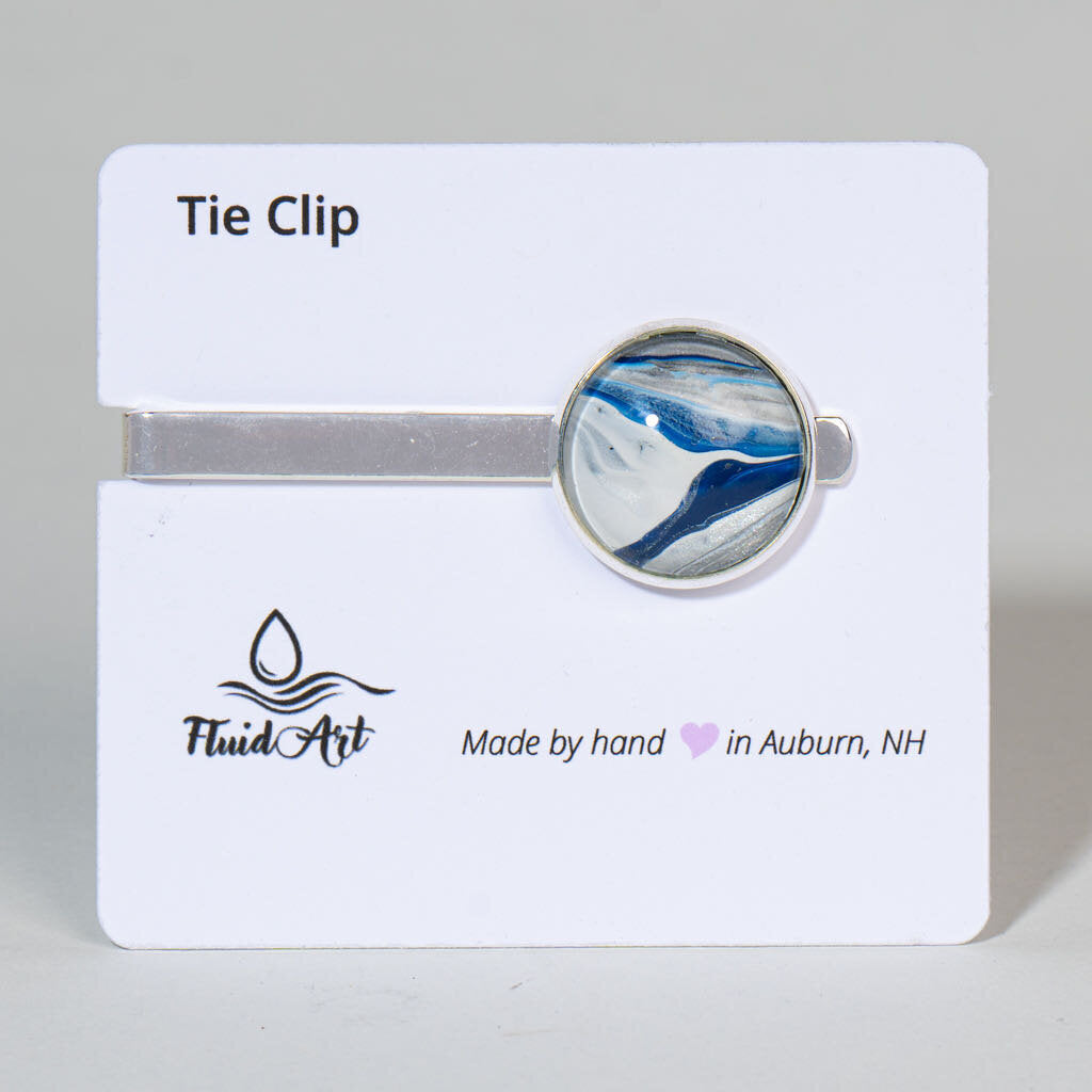 Tie Clip, Modern Statement, pink and white on gold