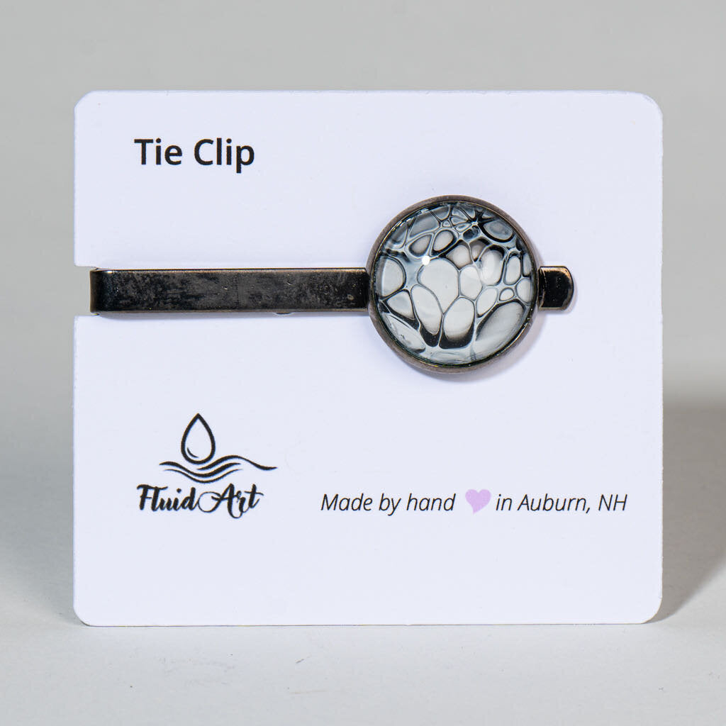 Tie Clip, Modern Statement, pink and white on gold