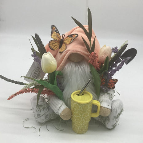 medium tulip gnome with orange butterfly