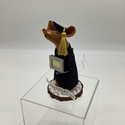 Graduation mouse holding open diploma - view 2