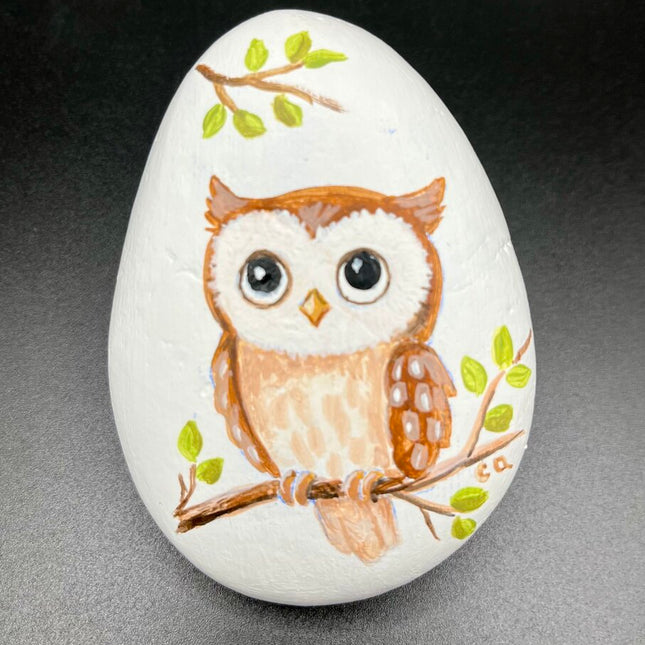 Rock lg white w/Owl