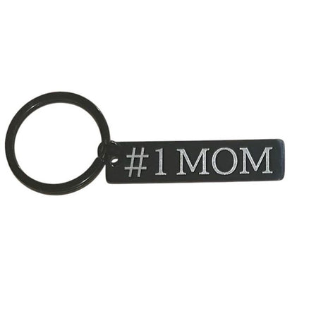 #1 Mom Black Metal Keychain