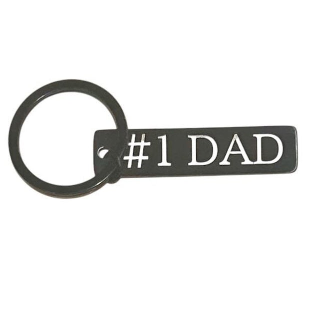 #1 Dad Black Metal Keychain