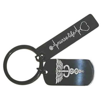 Nurse Life Black Metal Keychain