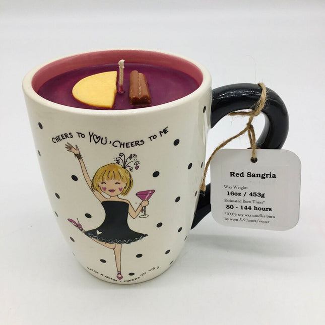 Red Sangria (Cheers mug) - 100% Soy Wax - Mug Candle