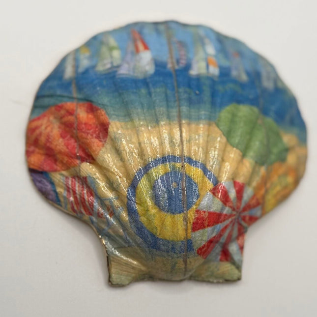 Beach Scene Scallop Shell (NC)