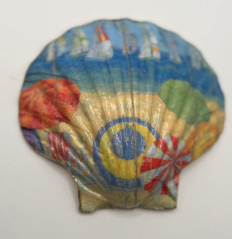 Beach Scene Scallop Shell (NC)