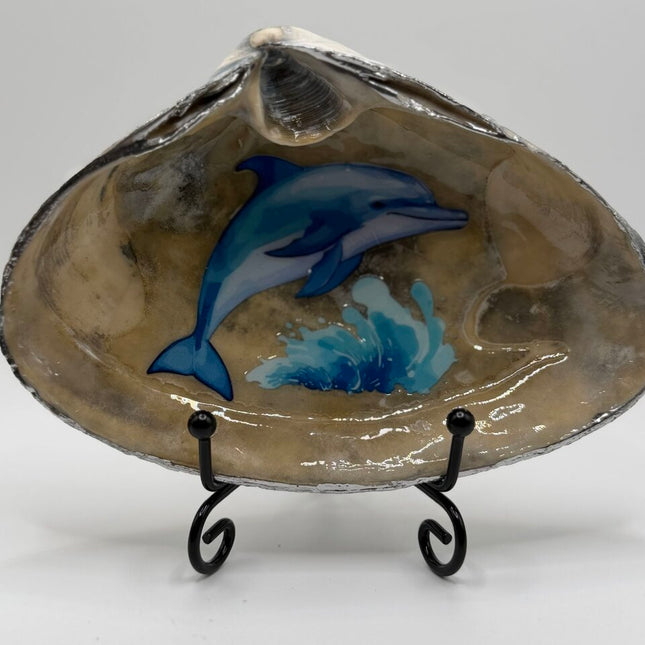 Dolphin on a Natural XL Blue Clam (Newport, RI)
