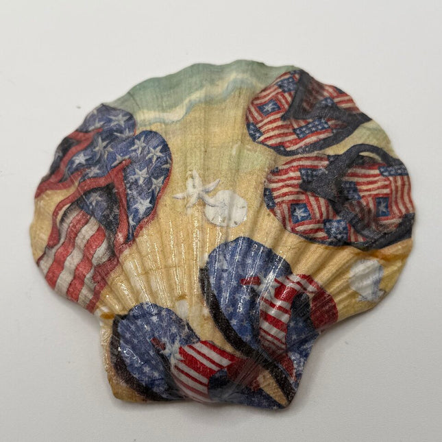 Red White & Blue Sandals Scallop Shell (NC)