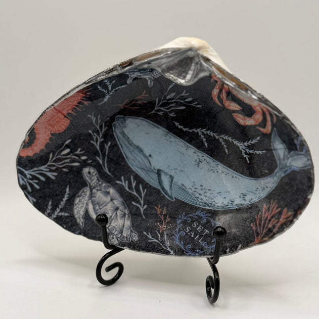 Whale/Turtle (Blue Backround) Clam Dish (Saco, ME)