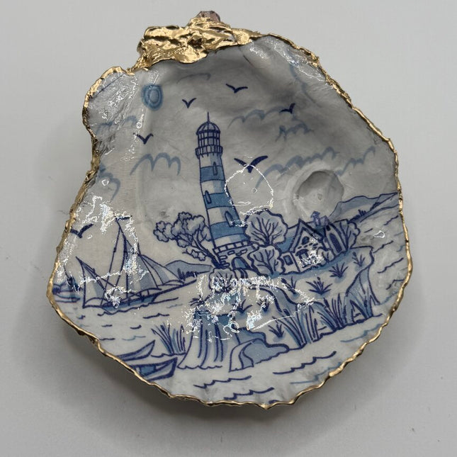 Blue & White Oyster Dish (Hull, MA)