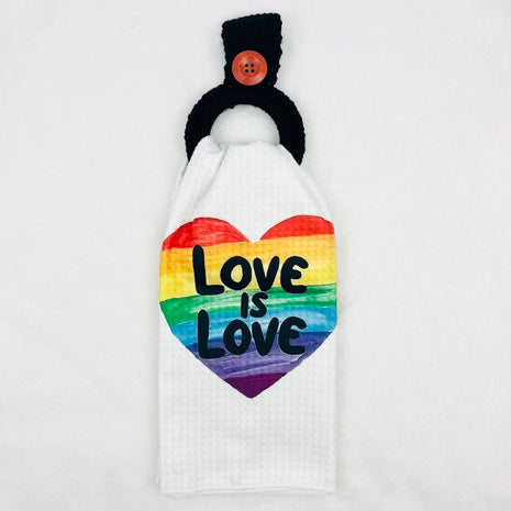 Hanging Towel Set - Rainbow Heart w. Love is Love