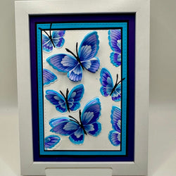 Butterflies In Flight - Purple/Blue (White Framed) - view 1