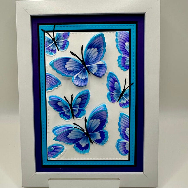 Butterflies In Flight - Purple/Blue (White Framed)