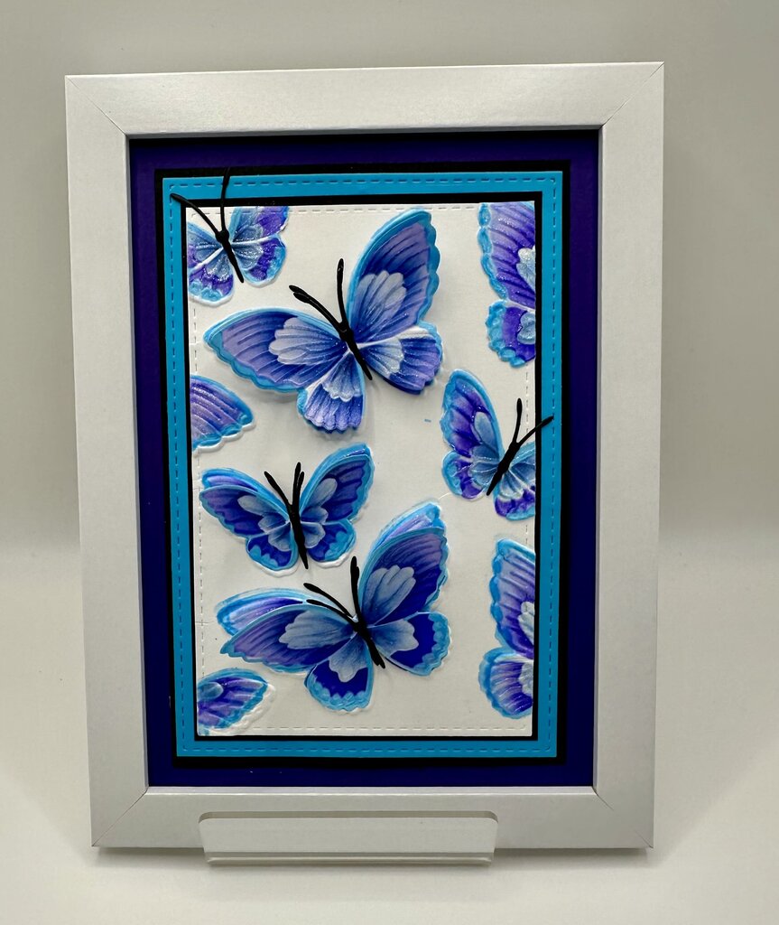 Butterflies In Flight - Purple/Blue (White Framed)