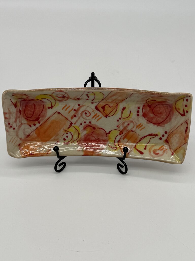 Orange Abstract Rose Trinket Dish