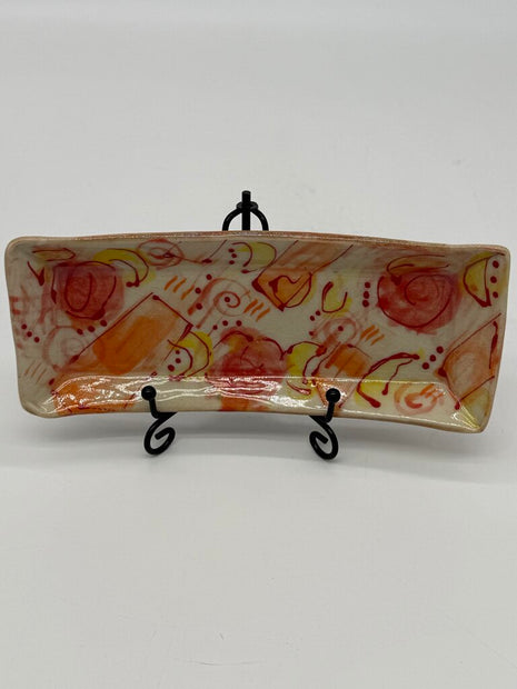 Orange Abstract Rose Trinket Dish