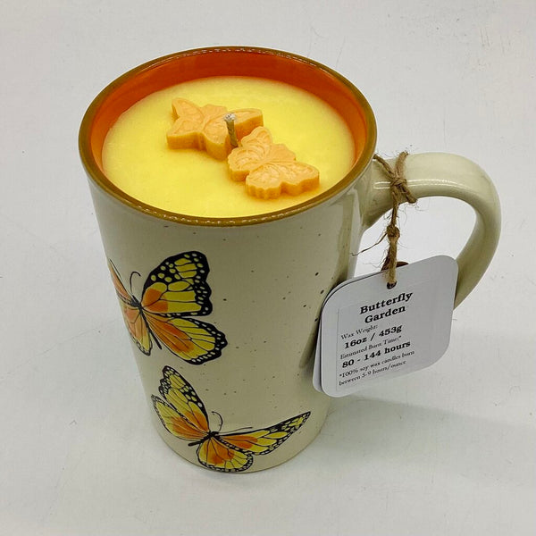 Butterfly Garden (Monarch Mug) - 100% Soy Wax - Mug Candle