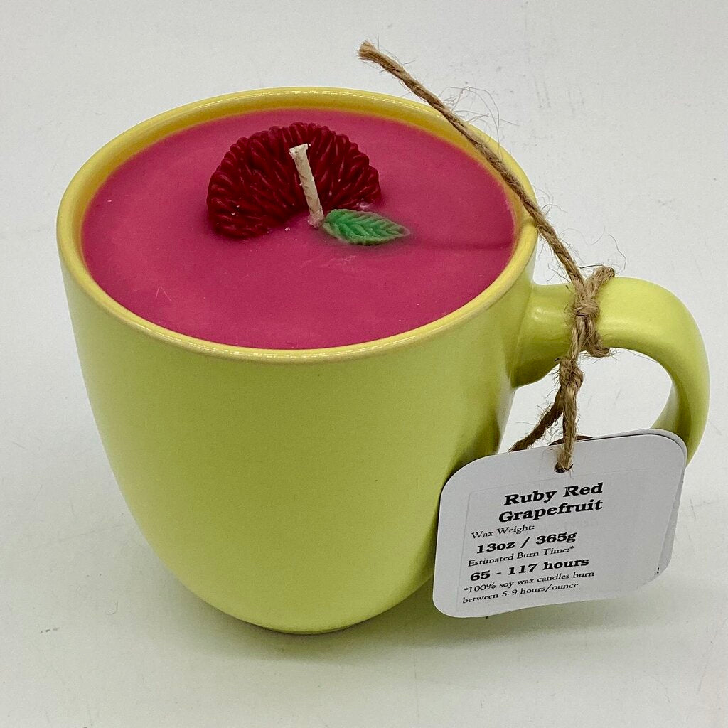 Ruby Red Grapefruit (Yellow Pastel Mug) - 100% Soy Wax - Mug Candle