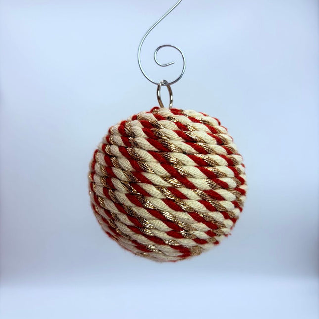 Red White and Gold swirl Ornament