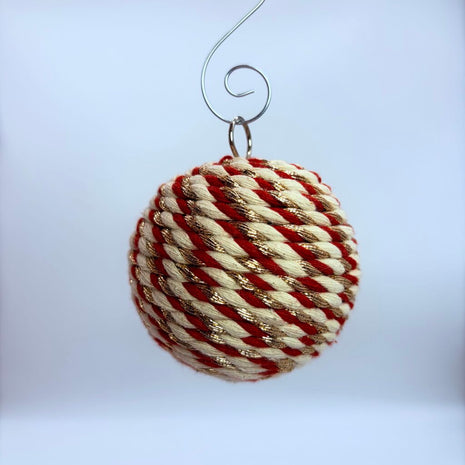 Red White and Gold swirl Ornament