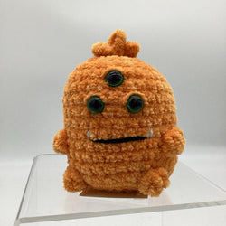 Crochet Bootie Monster, 3 eye, Orange - view 1