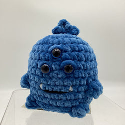 Crochet Bootie Monster, 3 eye, Blue - view 1