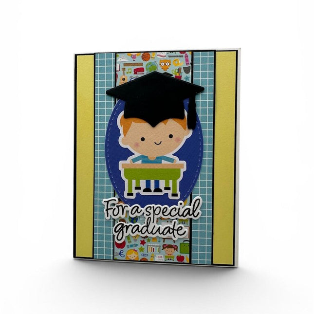 Kid Graduation Boy At Desk - For A Special Graduate Card