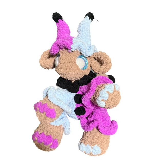 Crocheted jester dragon plush