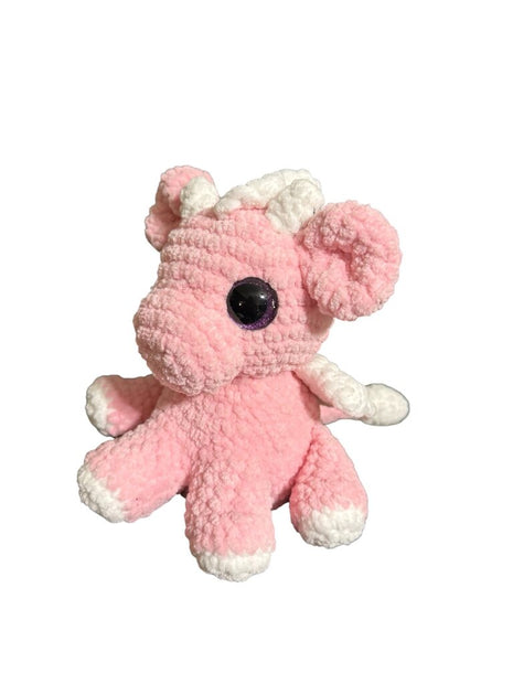 Crocheted small baby dragon sitting plush