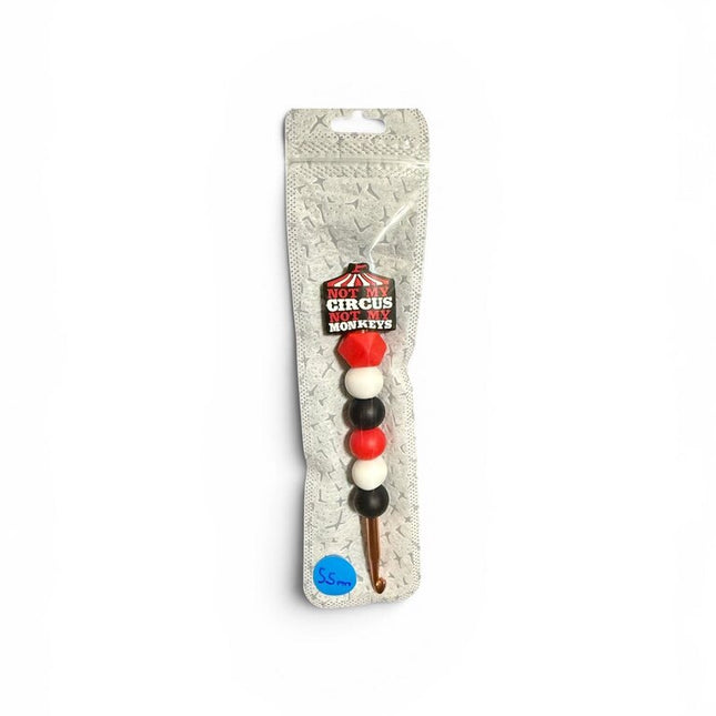 Ergonomic beaded crochet hook 5.5mm "not my monkey not my circus"