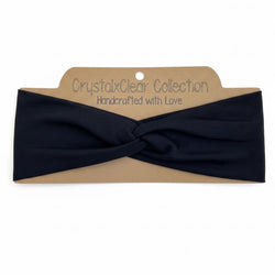 Solid Black Soft Stretch Twist Knot Headband - view 1