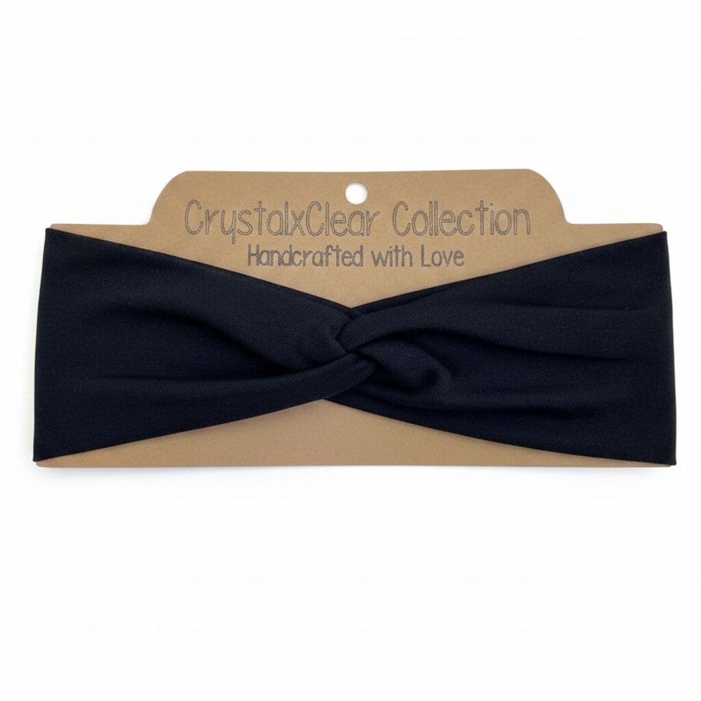 Solid Black Soft Stretch Twist Knot Headband