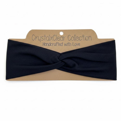 Solid Black Soft Stretch Twist Knot Headband