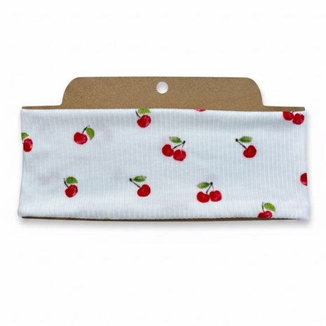 Ribbed White Cherry Soft Stretch Twist Knot Headband