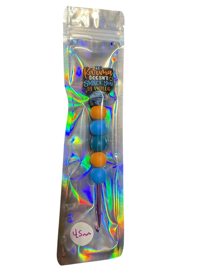 Ergonomic beaded crochet hook 4.5mm "if karma doesn't slap you I will"