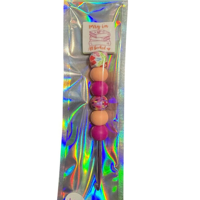Ergonomic beaded crochet hook 4.5mm "sorry I'm all booked up"