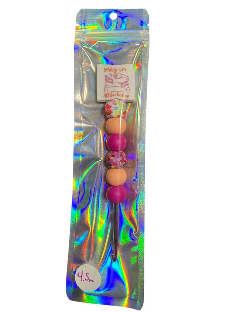 Ergonomic beaded crochet hook 4.5mm "sorry I'm all booked up"
